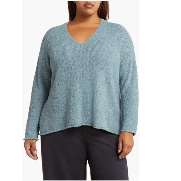 Eileen Fisher Organic Cotton Blend Sweater in Blue Steel, Very Soft, Size 1X NEW - Picture 6 of 9